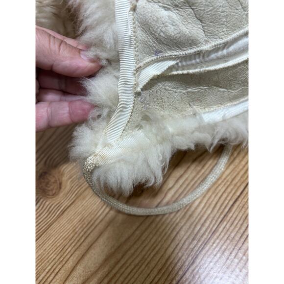 VTG Genuine Tuscan Lambskin Fur Trapper Hat 46 Italy Shearling Aviator Pom Pom - Picture 11 of 11